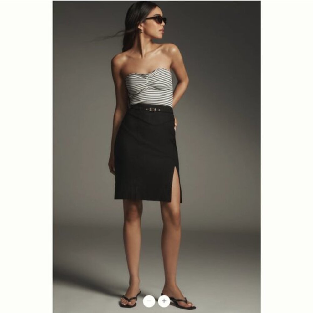 NWT By Anthropologie Belted Pencil Skirt: Magic Fabric Edition | Black | XS